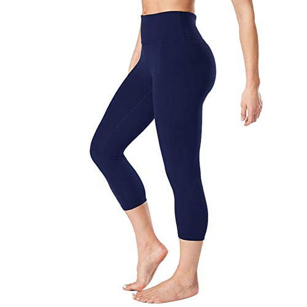 Gayhay High Waisted Capri Leggings for Women - Soft Slim Tummy Control -  Exercise Pants for Running Cycling Yoga Workout (Navy Blue, XX-Large) 