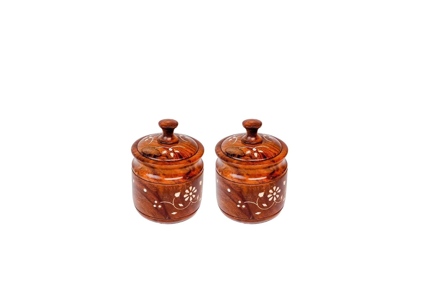 Gaylordcraft Wooden Pickle Ghee Spices and Herb Container Banni Jar with cap For Kitchen Storage ...