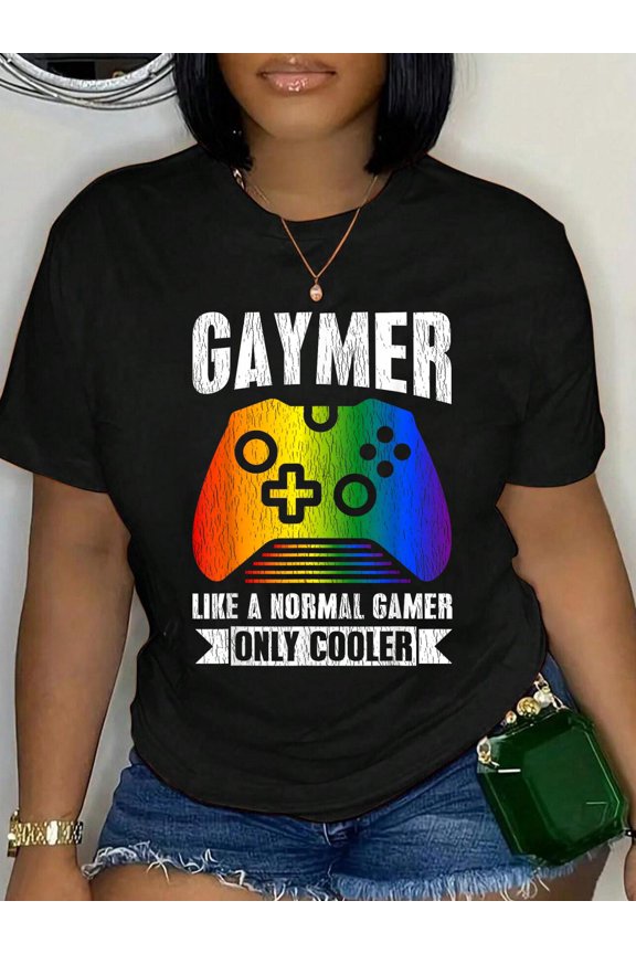 Gaymer Gamer Gay Pride LGBT Matching Video Game Lovers Gay Relaxed Fit Classic Comfort Cotton T-Shirt Women's Men's Graphic Tee Crew Neck summer vacation Tops
