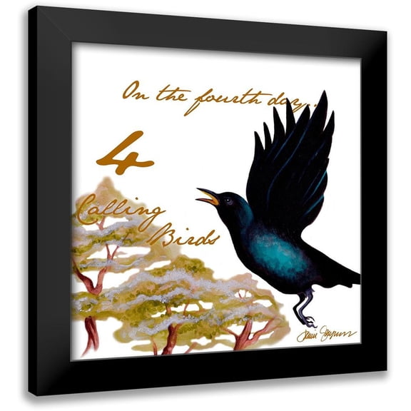Gaynor, Janice 12x12 Black Modern Framed Museum Art Print Titled - Four Calling Birds