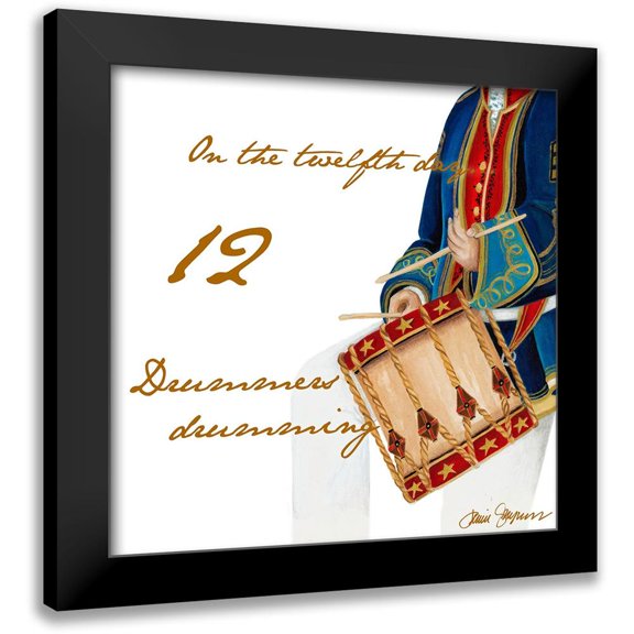 Gaynor, Janice 12x12 Black Modern Framed Museum Art Print Titled - Twelve Drummers Drumming
