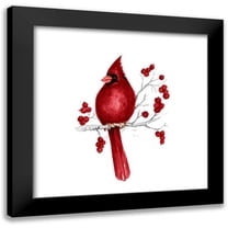 Gaynor, Janice 12x12 Black Modern Framed Museum Art Print Titled - Winter Cardinal in Red II