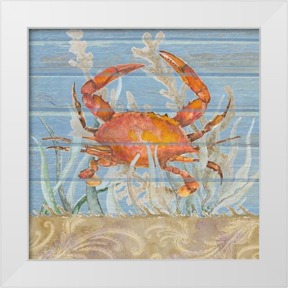 Gaynor, Janice 12x12 White Modern Wood Framed Museum Art Print Titled - Ocean Floor Blue Square III
