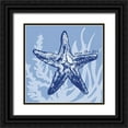 thumbnail image 1 of Gaynor, Janice 15x15 Black Ornate Wood Framed with Double Matting Museum Art Print Titled - Blue on Blue Starfish, 1 of 4