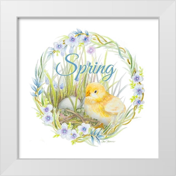 Gaynor, Janice 15x15 White Modern Wood Framed Museum Art Print Titled - Chick And Wreath I