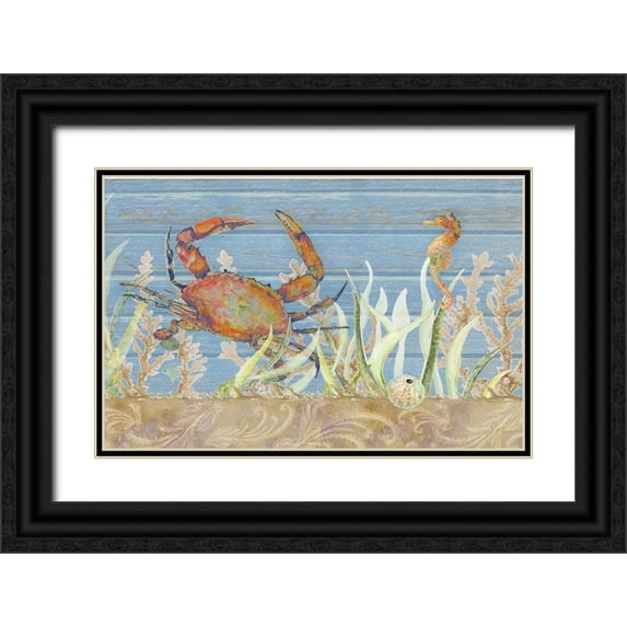 Gaynor, Janice 18x13 Black Ornate Wood Framed with Double Matting Museum Art Print Titled - Ocean Floor Crab
