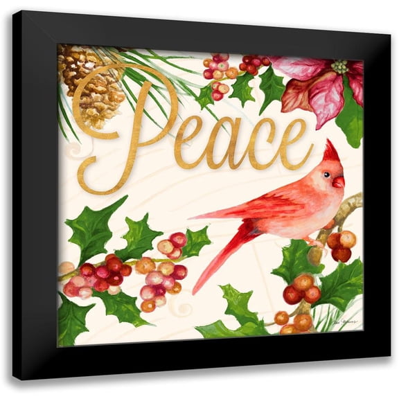 Gaynor, Janice 20x20 Black Modern Framed Museum Art Print Titled - Bright Christmas Cardinal II