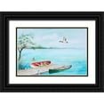 thumbnail image 1 of Gaynor, Janice 24x17 Black Ornate Wood Framed with Double Matting Museum Art Print Titled - Fishing Dock With Mallards, 1 of 4