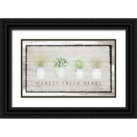 Gaynor, Janice 32x21 Black Ornate Wood Framed with Double Matting Museum Art Print Titled - Market Fresh Herbs