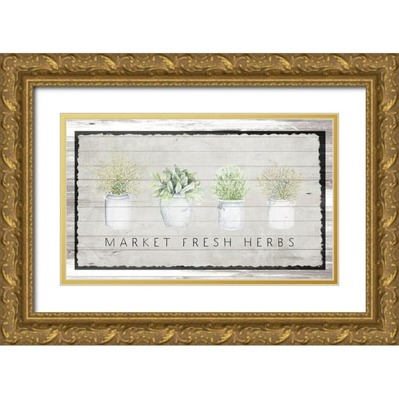 Gaynor, Janice 32x21 Gold Ornate Wood Framed with Double Matting Museum Art Print Titled - Market Fresh Herbs