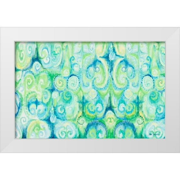 Gaynor, Janice 32x22 White Modern Wood Framed Museum Art Print Titled - Emerald Abstract