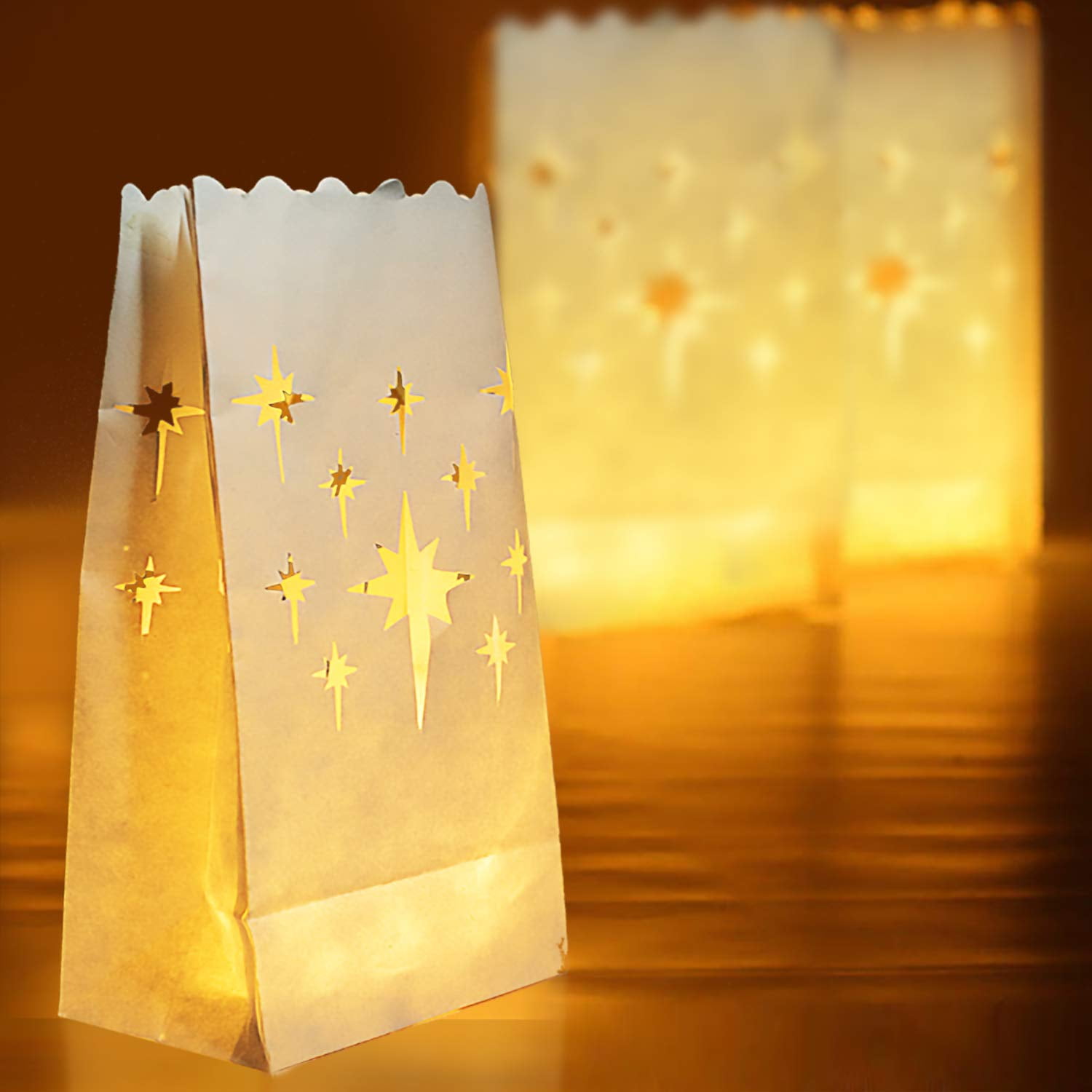 Gazdag,20 PCS White Luminary Bags, Flame Resistant Candle Bags, Tea Light Luminaries for Wedding, Valentine's Day, Halloween, Thanksgiving, Christmas, Party.