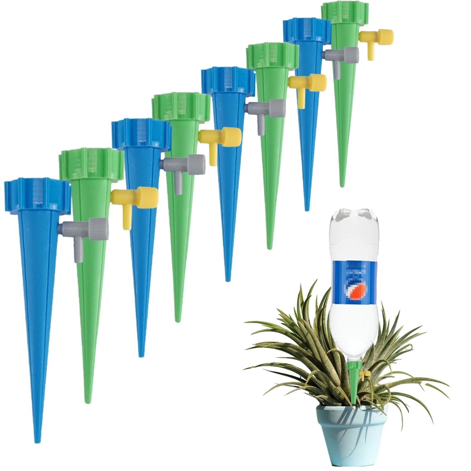 Gazdag-24 Packs Self Watering Spikes, Adjustable Plant Watering Spikes with Slow Release Control Valve Switch for Garden Plants Indoor & Outdoor