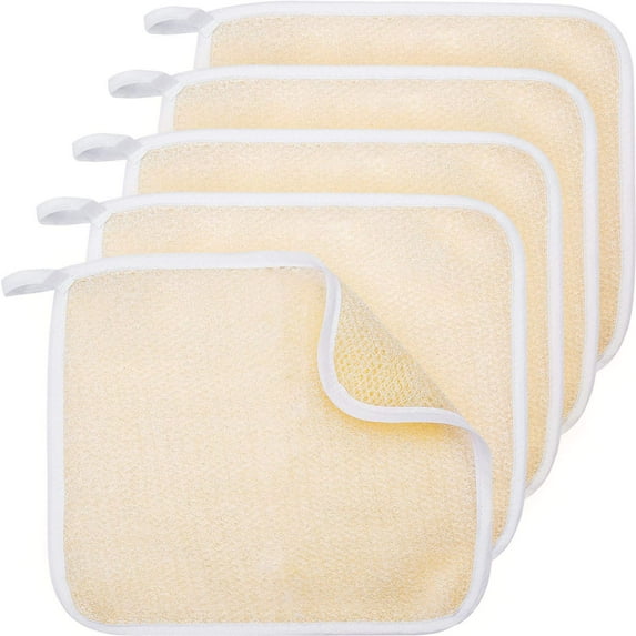 Gazdag-5 Pack Exfoliang Face and Body Wash Cloths Towel Soft Weave Bath Cloth Exfoliating Scrub Cloth Massage Bath Cloth for Women