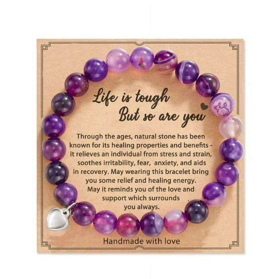 Gazdag Amethyst Stretch Bracelet, Purple, Healing Bracelet, 7 inches, 8 mm