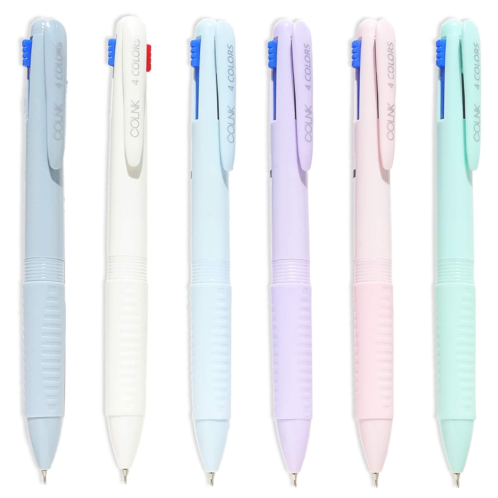 6Pcs 4-in-1 Colored Pens,0.5 Multicolor Ballpoint Pen,Fine Point Smooth  Writing Pens,Kawaii Pens For Writing Journaling Taking Notes School Office
