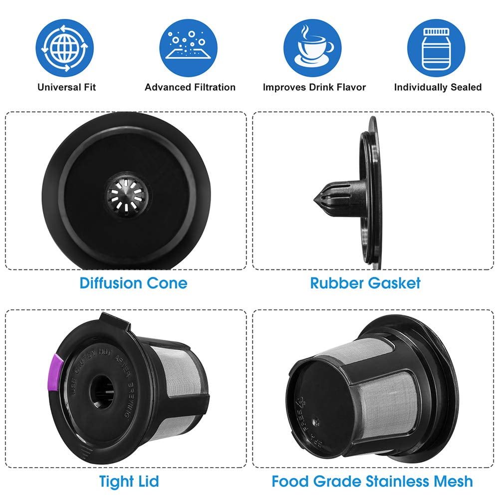 Gazdag,Reusable K Cups, 4 Pack Reusable Coffee Filters Pods for Keurig