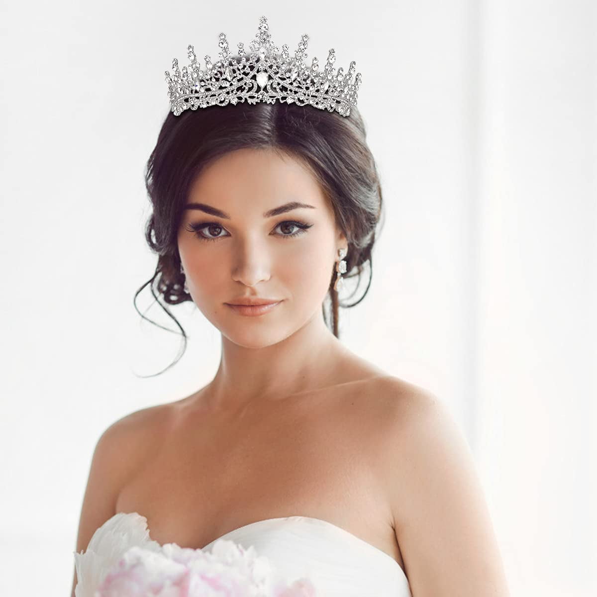 GazdagSilver Tiara, Rhinestone Queen Princess Crown 