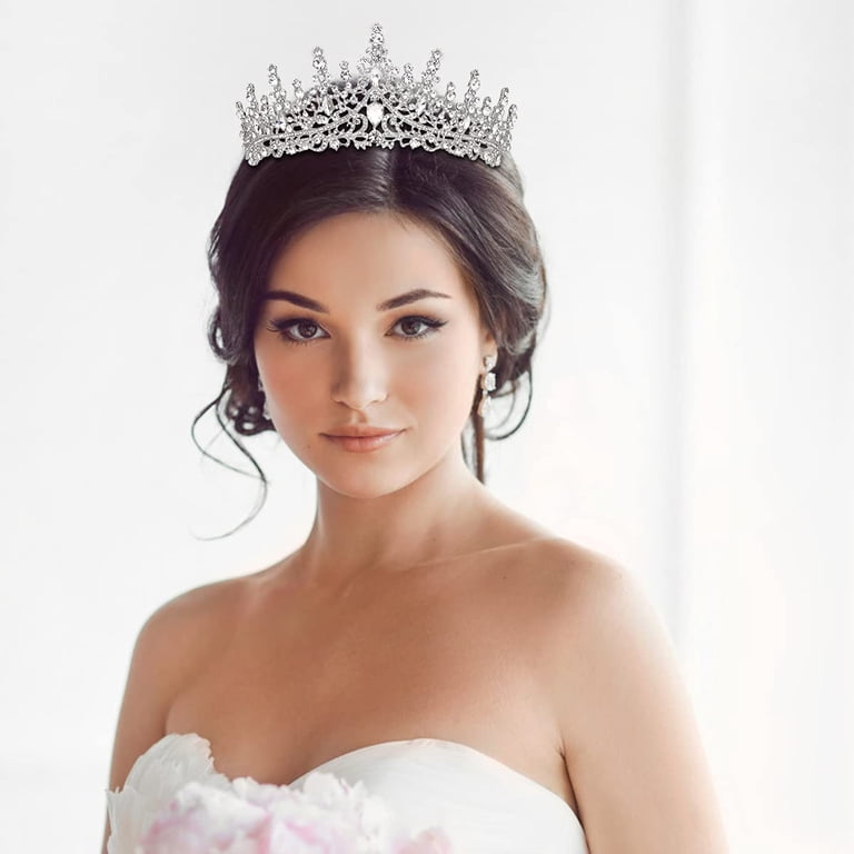 Princess Tiara Wedding Tiaras for Bride, Quinceanera Crown Amazon.com: Silver Crystal Tiaras and Crowns for Women  main image 4