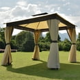 thumbnail image 1 of Gazebo 10'x10', SEGMART Outdoor Gazebo with Netting and Curtains, Outdoor Canopy Sun Shelter Gazebo Tent Screen House, Gazebo With Ventilated Double Roof for Outside Yard Deck Patio, LLL4608, 1 of 9