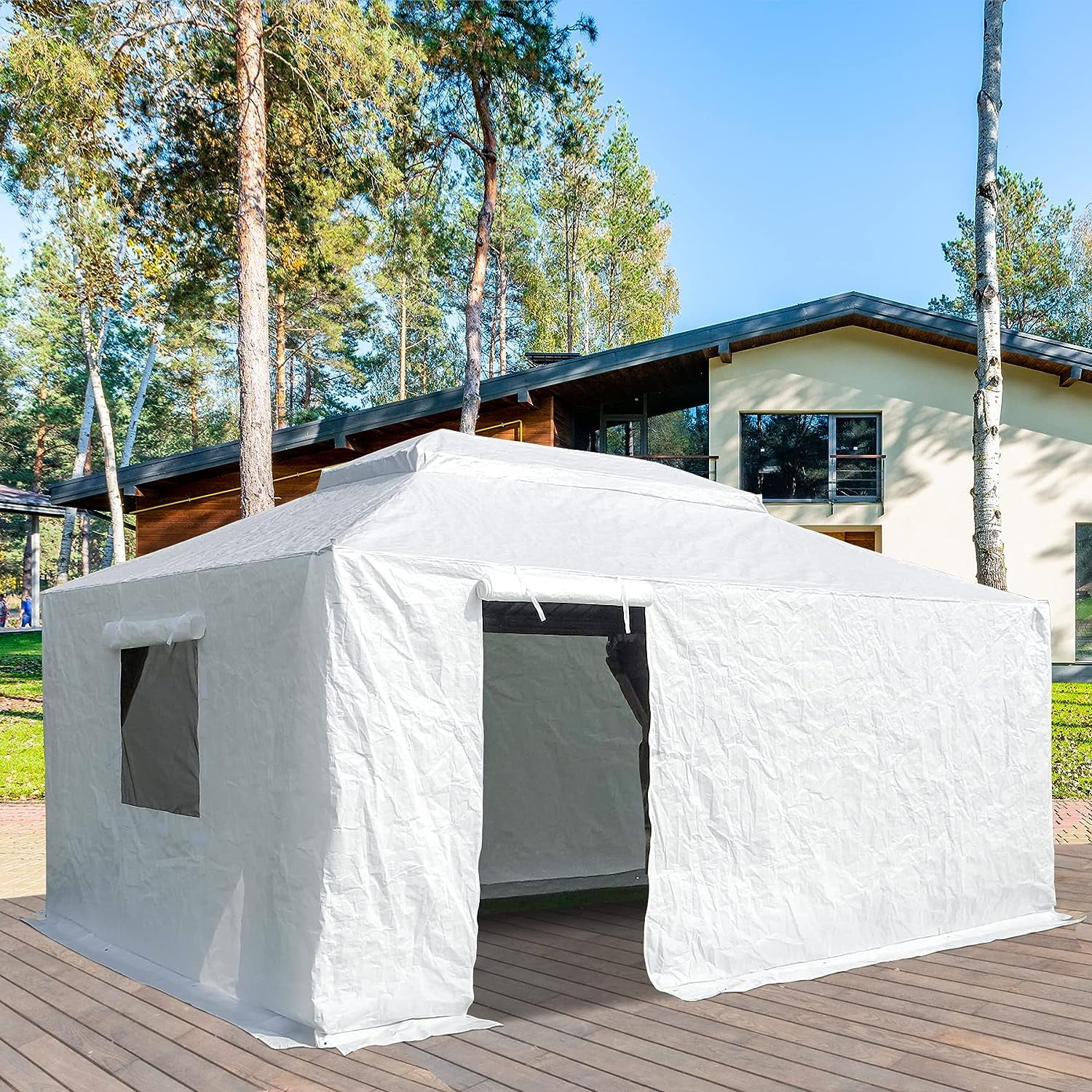 Domi Outdoor Living Easy Assembly 12'x20' Double Roof Gazebo Cover