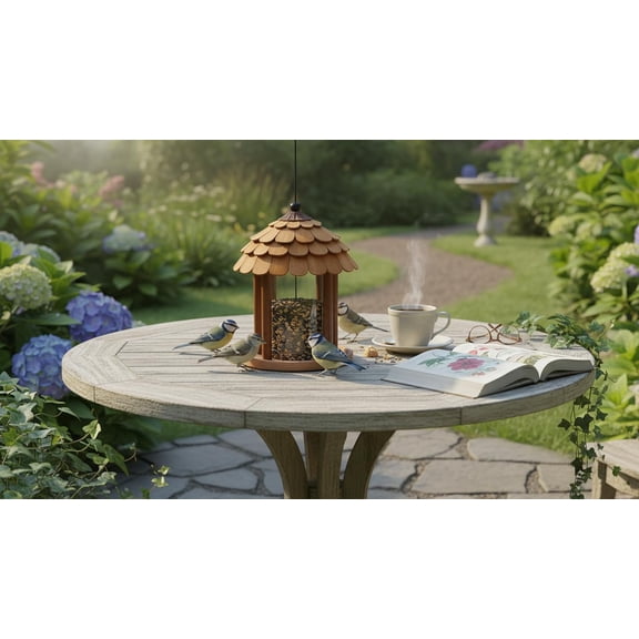 Gazebo Bird Feeder - Going Green Outdoor Garden Decorative Creation - 3 Lbs Capacity - Solid Cedar Wood Squirrel Proof Secure Lock, Assembling Needed$$Garden & Patio