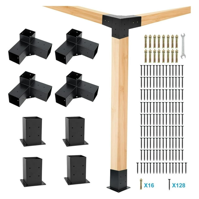 Gazebo Brackets Kit,Pergola Brackets Kit 4x4(Actual 3.5x3.5'') 3Way