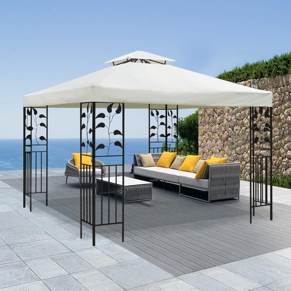 Gazebo Canopy Replacement Top - 10x10 FT Double Tiered Canopy Cover, Off White
