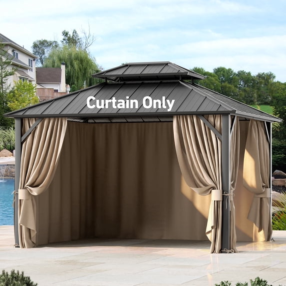 Covered Outdoor Gazebo Curtain Replacement 10' x12' 4- Panel Waterproof Sun- Protective( Curtain Only)