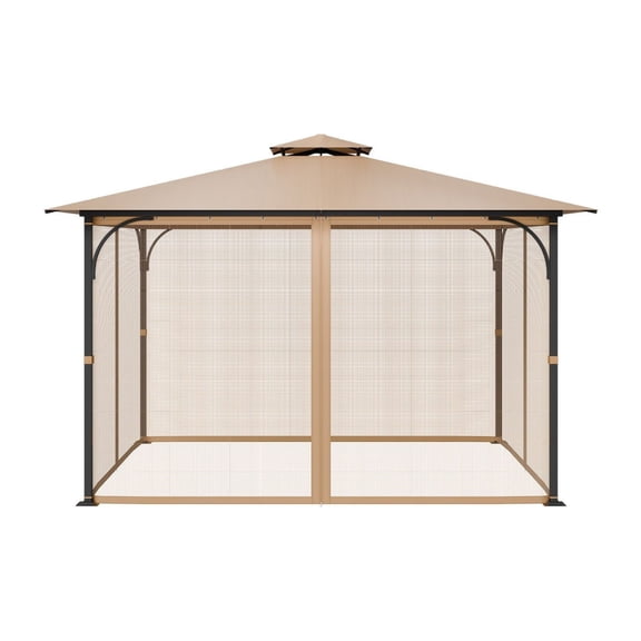 Gazebo Netting Replacement 10x12 FT, 4-Panel Mesh Sidewall, Patio Canopy Net, Outdoor Garden Gazebo Screen with Double Zipper - Netting Only