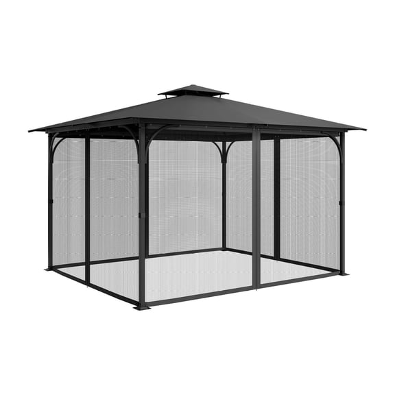 Gazebo Netting Replacement 10x13 ft, 4-Panel Mesh Sidewall Net, Patio Canopy Screen, Outdoor Garden Netting with Double Zipper - Netting Only