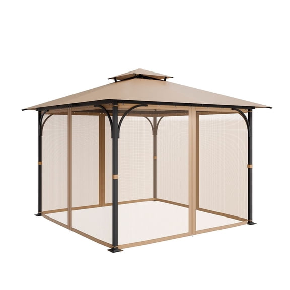 Gazebo Netting Replacement, Fit Most 10 x 10 x 7 FT Gazebo Curtain, Outdoor Garden Net, 4-Panel Sidewall Mesh Net, Patio Midge Netting with Double Zipper, Canopy Screen (Netting Only)