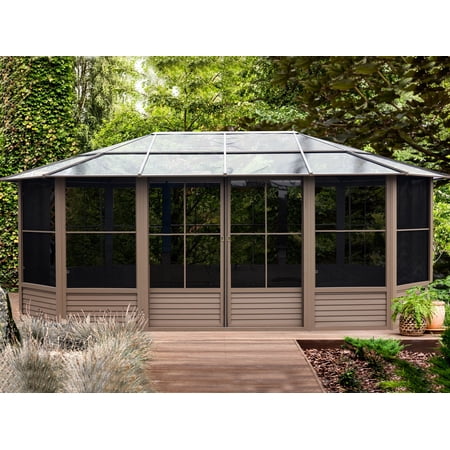 Gazebo Penguin Florence Solarium 12 Ft. x 18 Ft. in Slate-Color:Sand,Size:12 ft x 18 ft