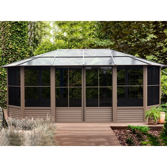 Gazebo Penguin Florence Solarium 12 Ft. x 18 Ft. in Slate-Color:Sand,Size:12 ft x 18 ft