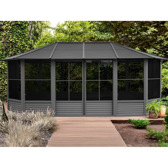 Gazebo Penguin Florence Solarium 12 X 18 Metal Roof in black