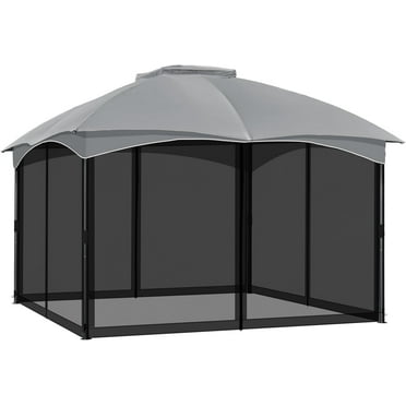 Gazebo Replacement Netting Screen, 10' x 12' Universal Gazebo 4-Panel Mosquito Sidewalls with Double Zippers for Outdoor Patio (Only Netting)