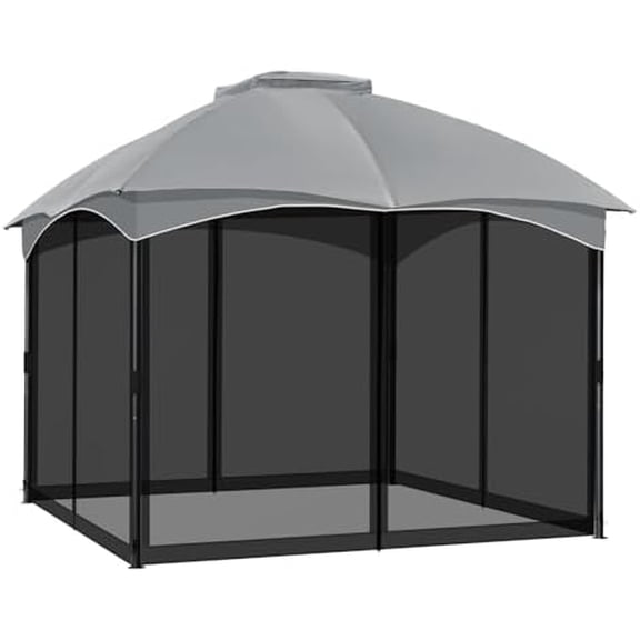Gazebo Replacement Netting Screen, 12' x 12' Universal Gazebo 4-Panel Mosquito Sidewalls with Double Zippers for Outdoor Patio (Only Netting) 12' x 12',Black