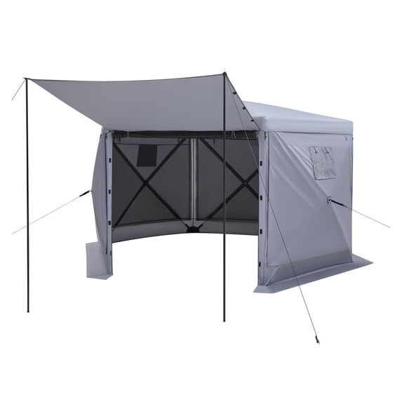 Gazebo Screen Tent 12x12 ft, 6-Sided Camping Canopy, Removable Top, Quick-Set, Bite-Proof Shelter for 8-10 Person Backyard Patio, UV50+ Sun Protection, Grey