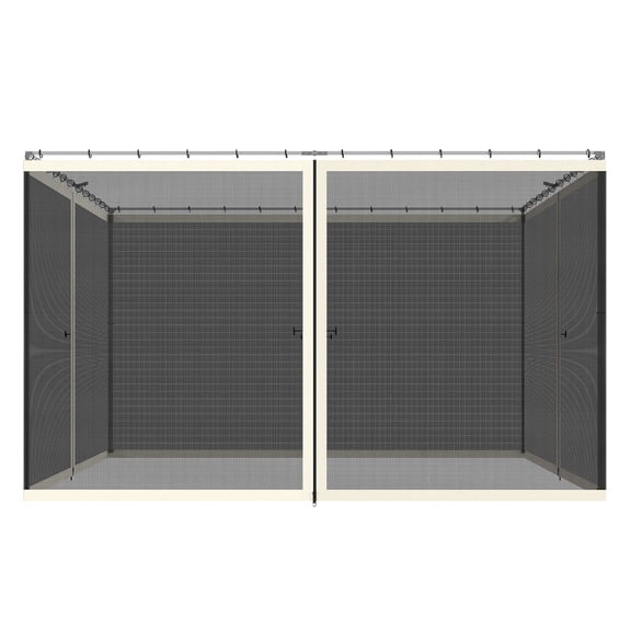 Gazebo Sidewall Replacement - 10x12 Cream Mesh Netting with Zippers - 4 Panel Canopy Tent Screen - Outdoor Privacy Wind Protection - Gazebo Accessories