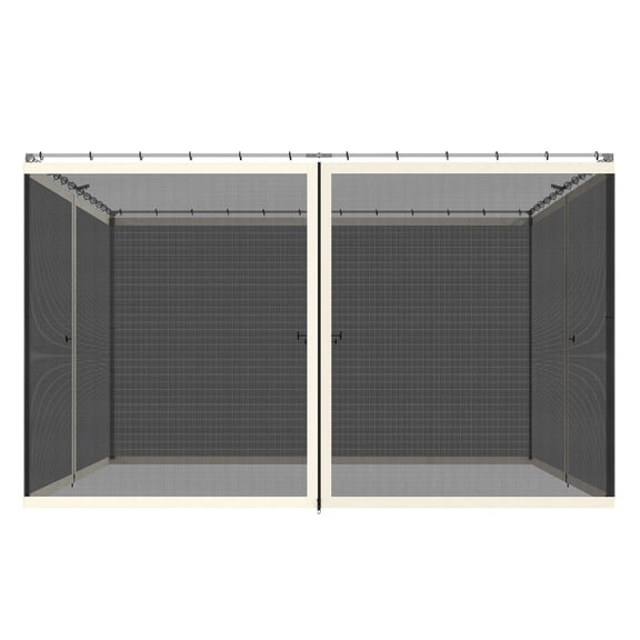 Gazebo Sidewall Replacement Mesh - 10x12 ft Canopy Netting with Zippers - Cream Color - 4 Panel Screen for Pop Up Gazebos - Outdoor Privacy Wind Protection