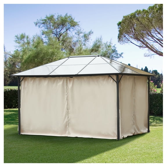 Gazebo Sidewall Set 9.84x11.8ft, Beige - Outdoor Canopy Replacement Curtains with Hooks & C-Rings, Privacy Screens for Patio Gazebos