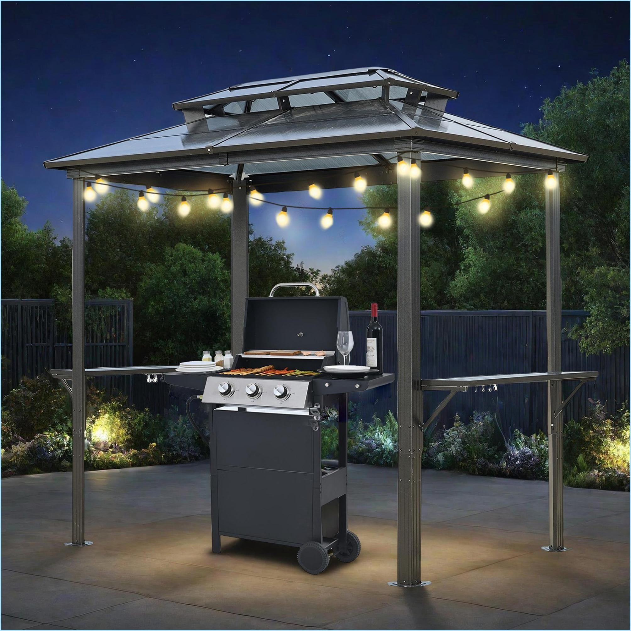 Gazebos 8x5FT Modern Outdoor Grill Gazebo, Slate Gray UV Resistant