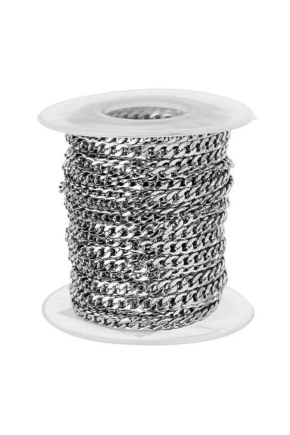10 Yards /Roll Stainless Steel Curb Chains Sliver Unwelded Twisted Cable Necklace Chain Link with Spool 5mm for DIY Bracelet Necklace Jewelry Crafts Making