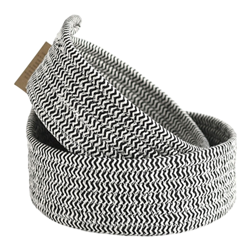 Gazechimp 2 Pieces Round Small Basket Set Cotton Rope Woven Baskets