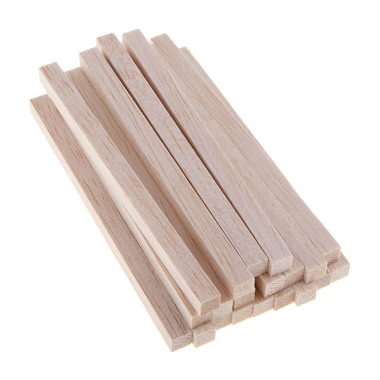 Gazechimp 20x Unfinished Wooden Square Dowel Rod,Small Hardwood Wood Strips  Balsa Wood Sticks，130mm 
