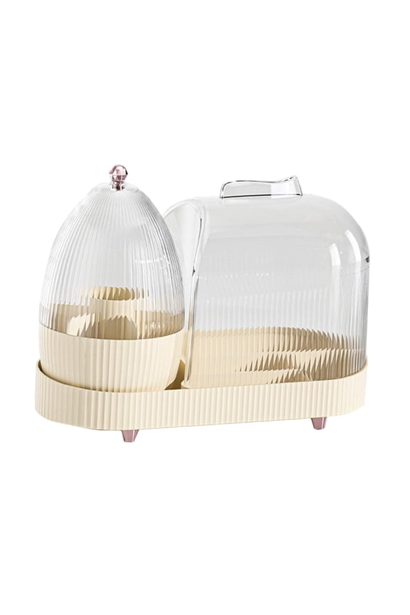 360 degree Rotating Makeup Organizer with Transparent Cover Display Case Makeup Brush Two Boxes Set