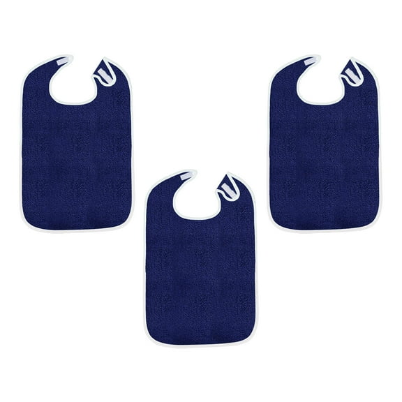 Gazechimp 3Pcs Adult Bibs Machine Washable Reusable Adjustable for Seniors Elderly Men dark blue