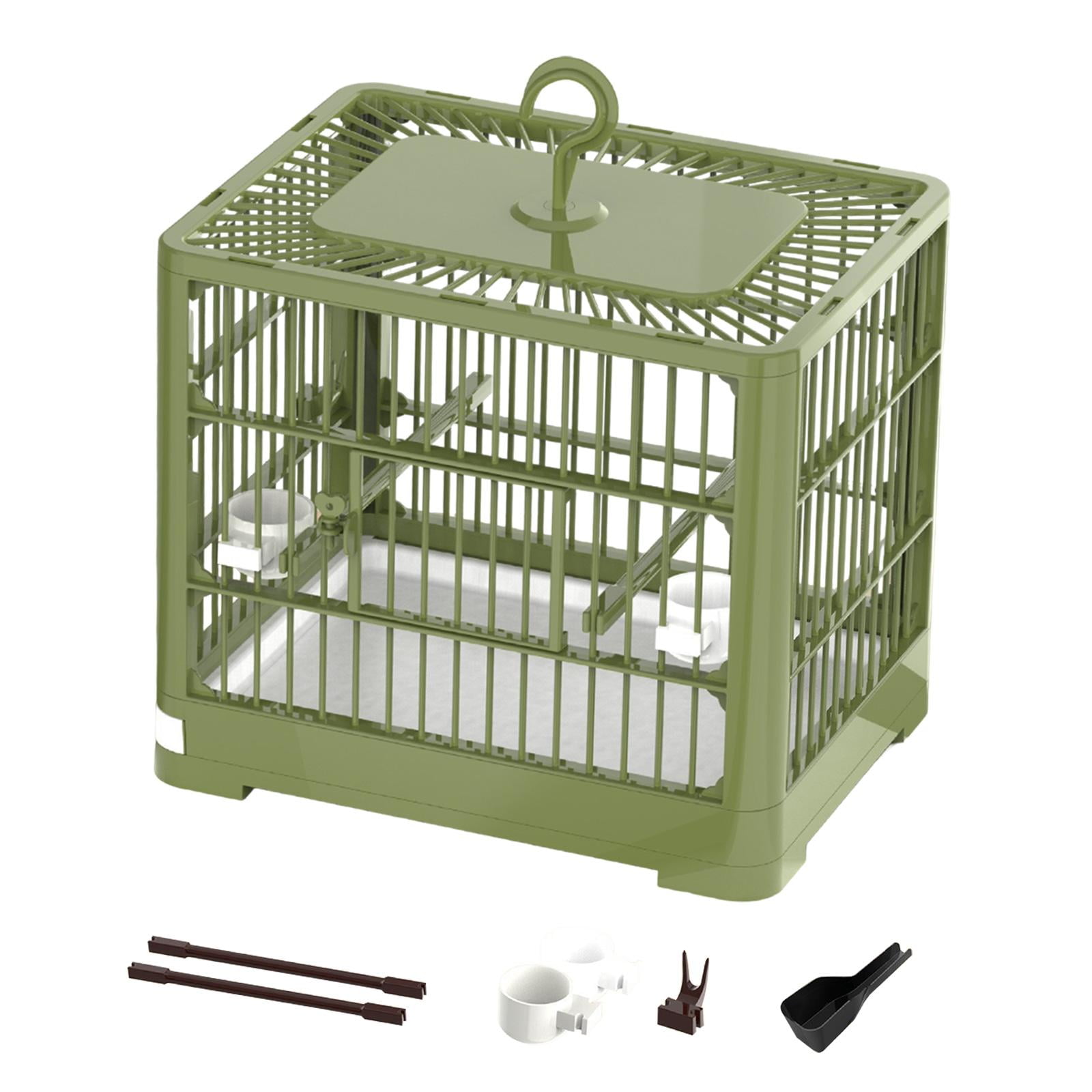 Gazechimp Bird Cage, Portable Birdcage with Standing Pole, Pets Accessories ,Folding Parrot Nest Parrot Travel Cage for Indoor Outdoor green