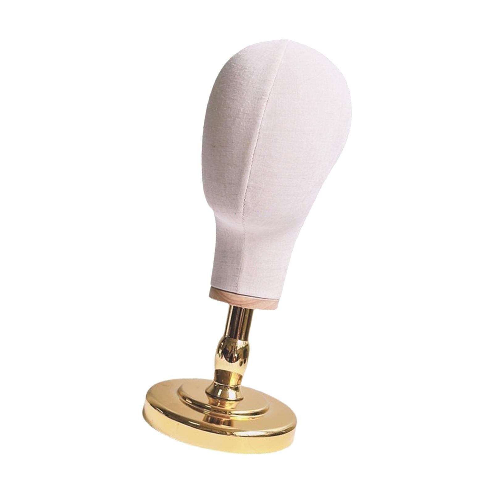 Gazechimp Canvas Block Head Desktop with PVC Base Mannequin Head for Hat Jewelries Gold