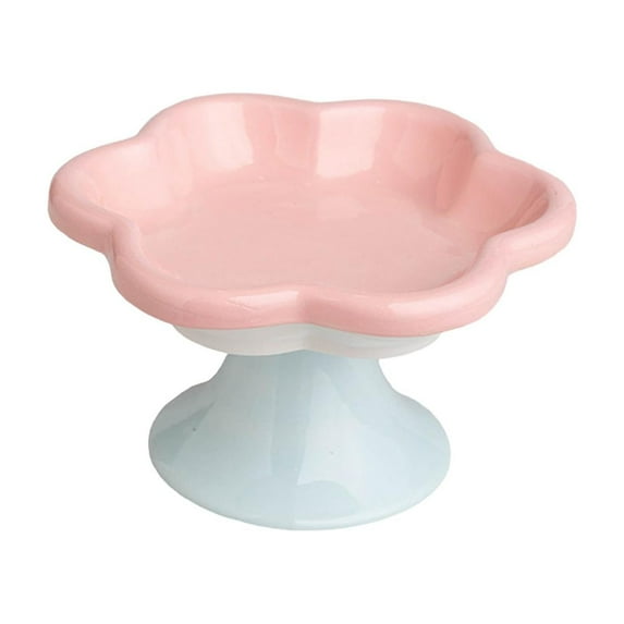 Gazechimp Ceramic Raised Cat Bowls Food Feeding Cat Feeding Bowls for Small Medium Dog Pink